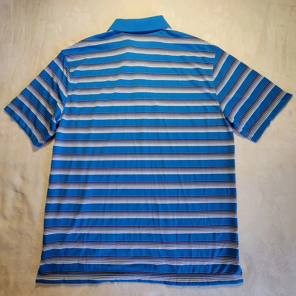 NWT Nike Golf Polo Shirt Mens L Blue Striped Dri-FIT Standard Fit Short Sleeve
